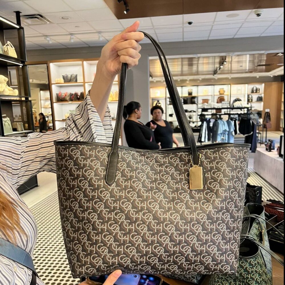 Coach City Tote Bag With Coach Monogram Print